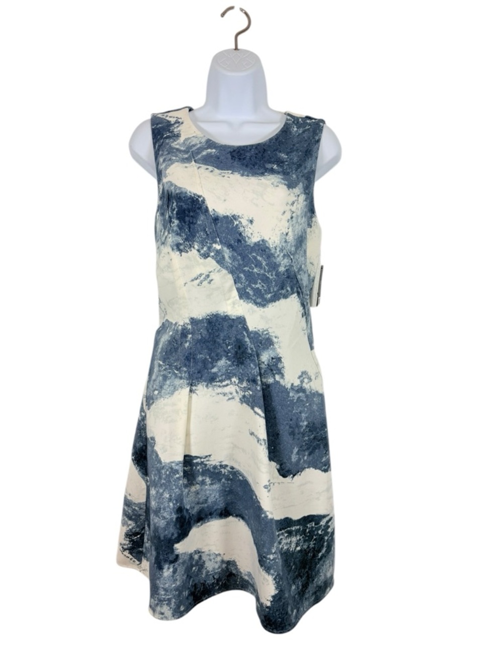 NIC+ZOE Blue and Cream Mini Dress